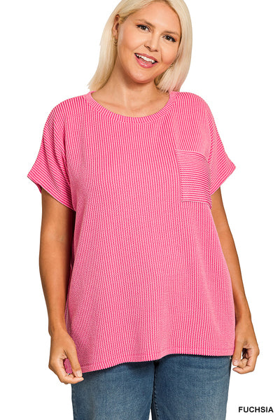 Incoming Pre-Order: Raised Rib Front Pocket Boxy Top