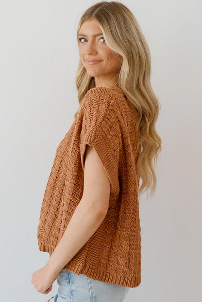 Camel Textured Knit Sweater Vest {RTS}