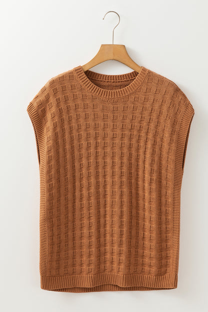 Camel Textured Knit Sweater Vest {RTS}
