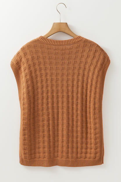 Camel Textured Knit Sweater Vest {RTS}