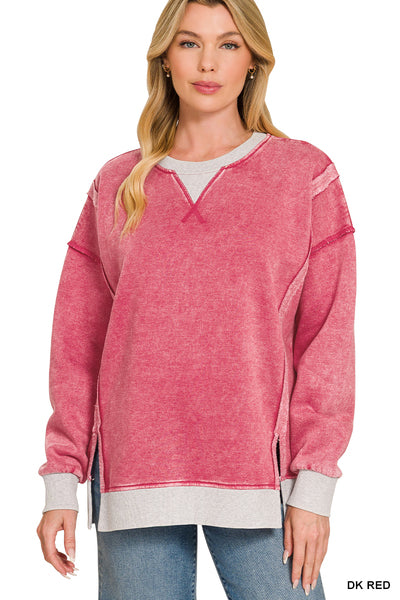 Incoming Pre-Order: Fleece Acid Washed Contrast Trim Pullvoer