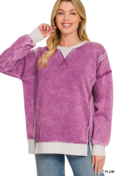 Incoming Pre-Order: Fleece Acid Washed Contrast Trim Pullvoer