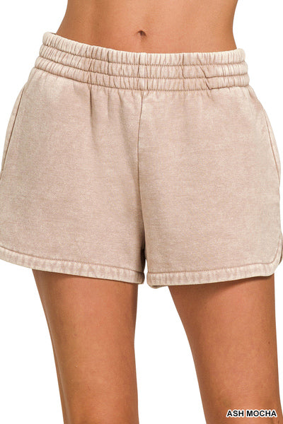 Zenana Acid Washed Dolphin Shorts {RTS}