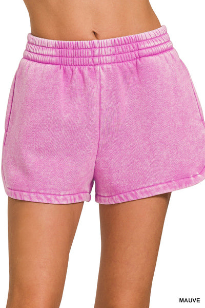 Zenana Acid Washed Dolphin Shorts {RTS}