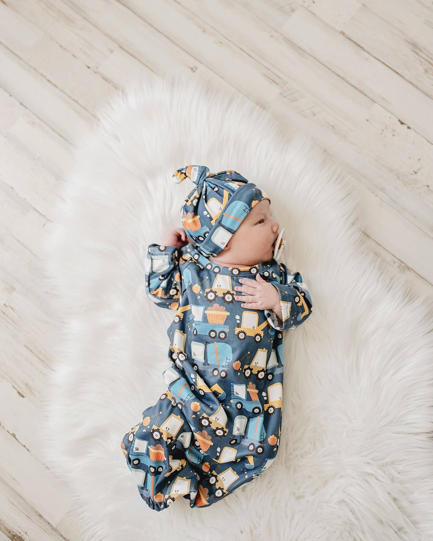 Truck Baby Gown and Hat Set {RTS}
