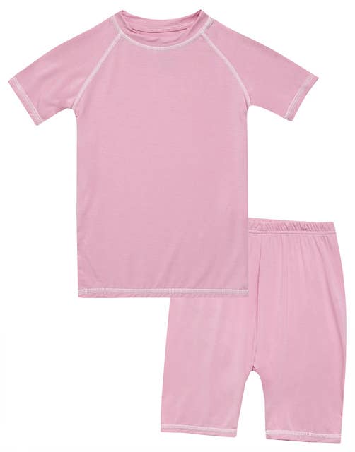 Berry Pink Bamboo Stitch Short Sleeve PJs {RTS}