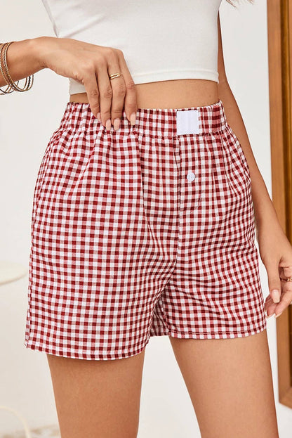 Ready to Ship: Gingham Plaid High Waist Summer Shorts