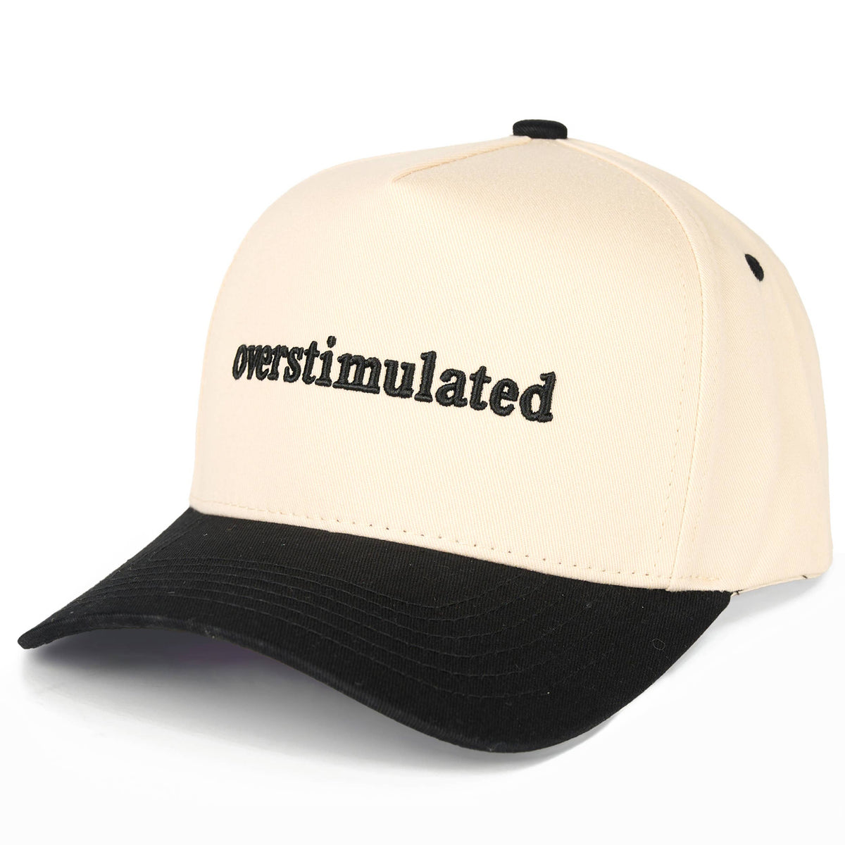 Ready to Ship: C.C OVERSTIMULATED Letter Embroidered Two Tone Trucker Cap - Salt Threads