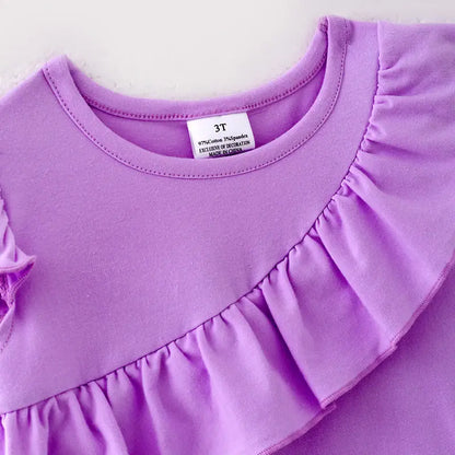 Girls Summer Lavender Floral Ruffled Short Set {RTS}