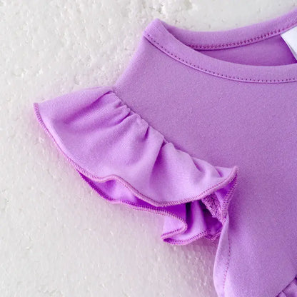 Girls Summer Lavender Floral Ruffled Short Set {RTS}