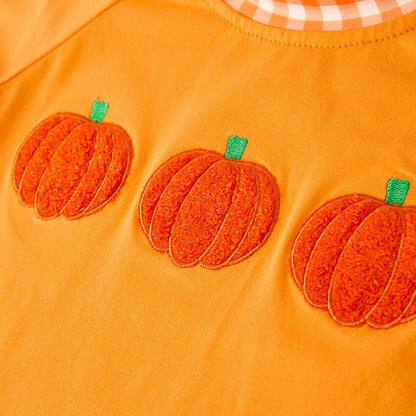 Boys Halloween Pumpkin Chenille Patches Orange Long Sleeves Top