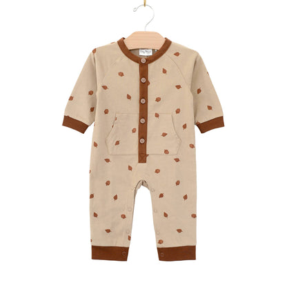 Raglan Long Leg Romper- Pecan Acorns