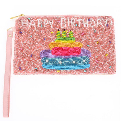 Happy Birthday Rainbow Cake Wristlet Coin Bag {RTS}