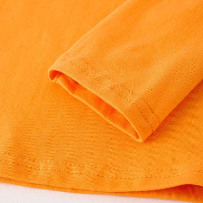 Boys Halloween Pumpkin Chenille Patches Orange Long Sleeves Top