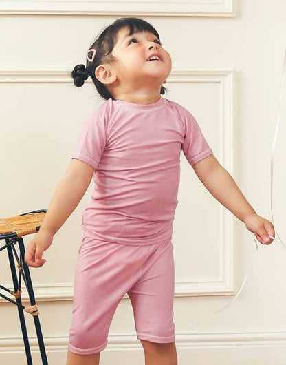 Berry Pink Bamboo Stitch Short Sleeve PJs {RTS}