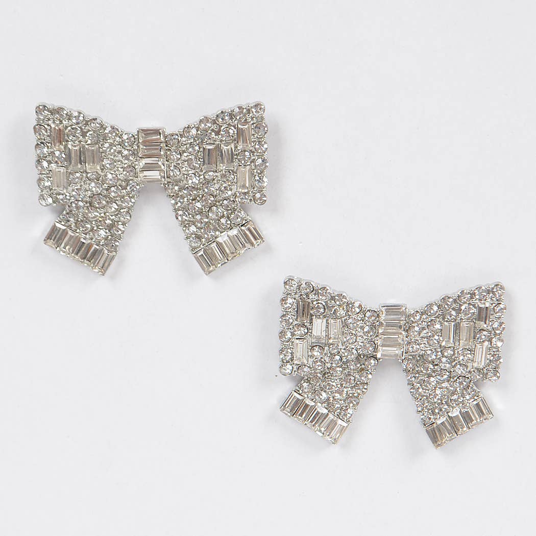 Ribbon Shape Rhinestone Earrings