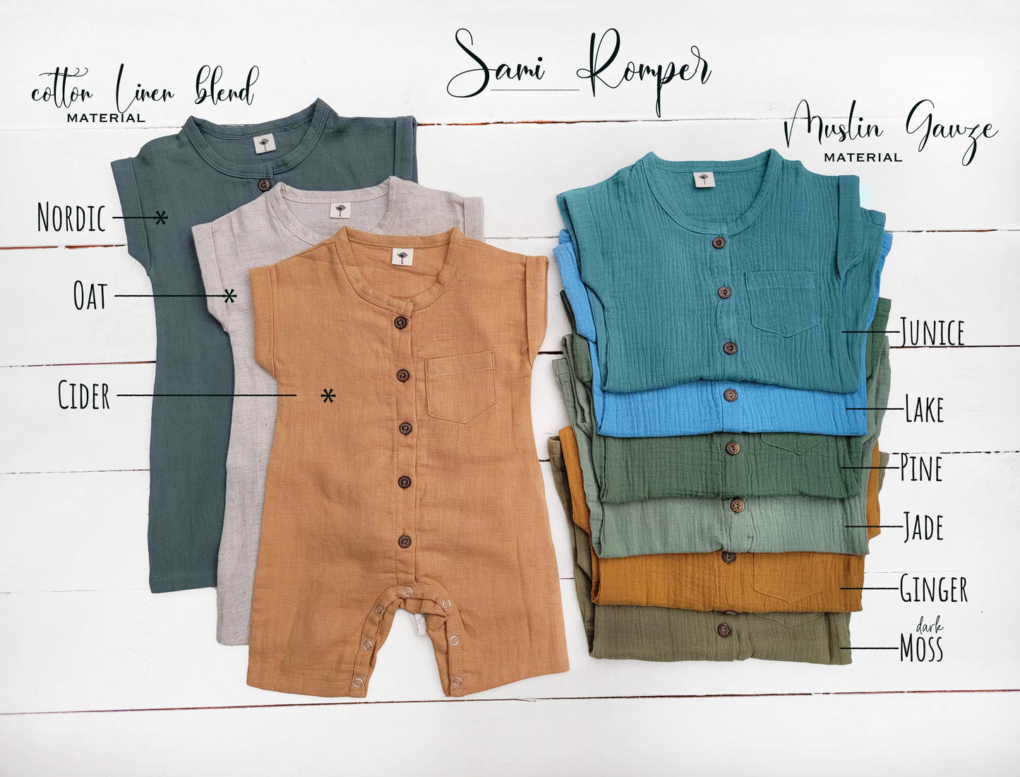 Baby boys Romper Jumpsuit button front boho SAMI {RTS}