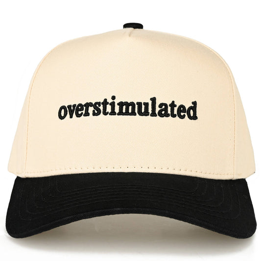 Ready to Ship: C.C OVERSTIMULATED Letter Embroidered Two Tone Trucker Cap - Salt Threads