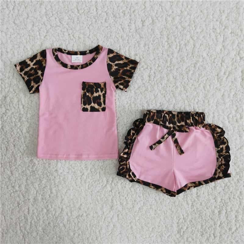 Pink Leopard Short Set (Ready to Ship)