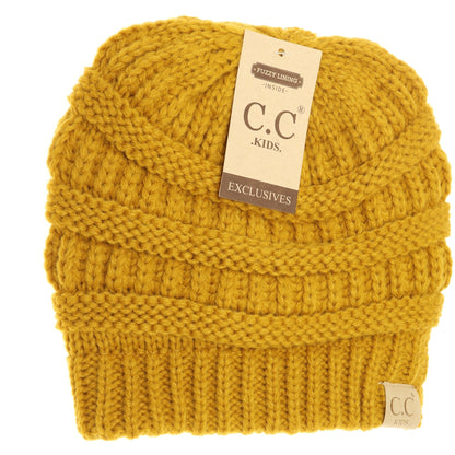 Kids Solid Fuzzy Lined CC Beanie