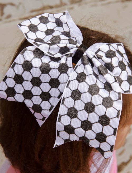 Soccer Cheer Bow with Ponytail Elastic