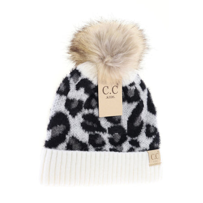 KIDS Leopard Pom CC Beanie