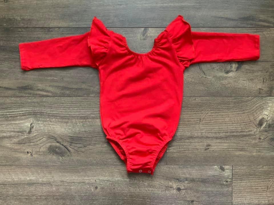 Red Flutter Long Sleeve Leo {RTS}