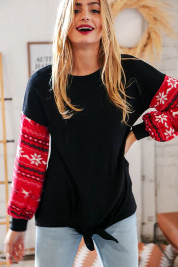 Black & Red Fairisle Top