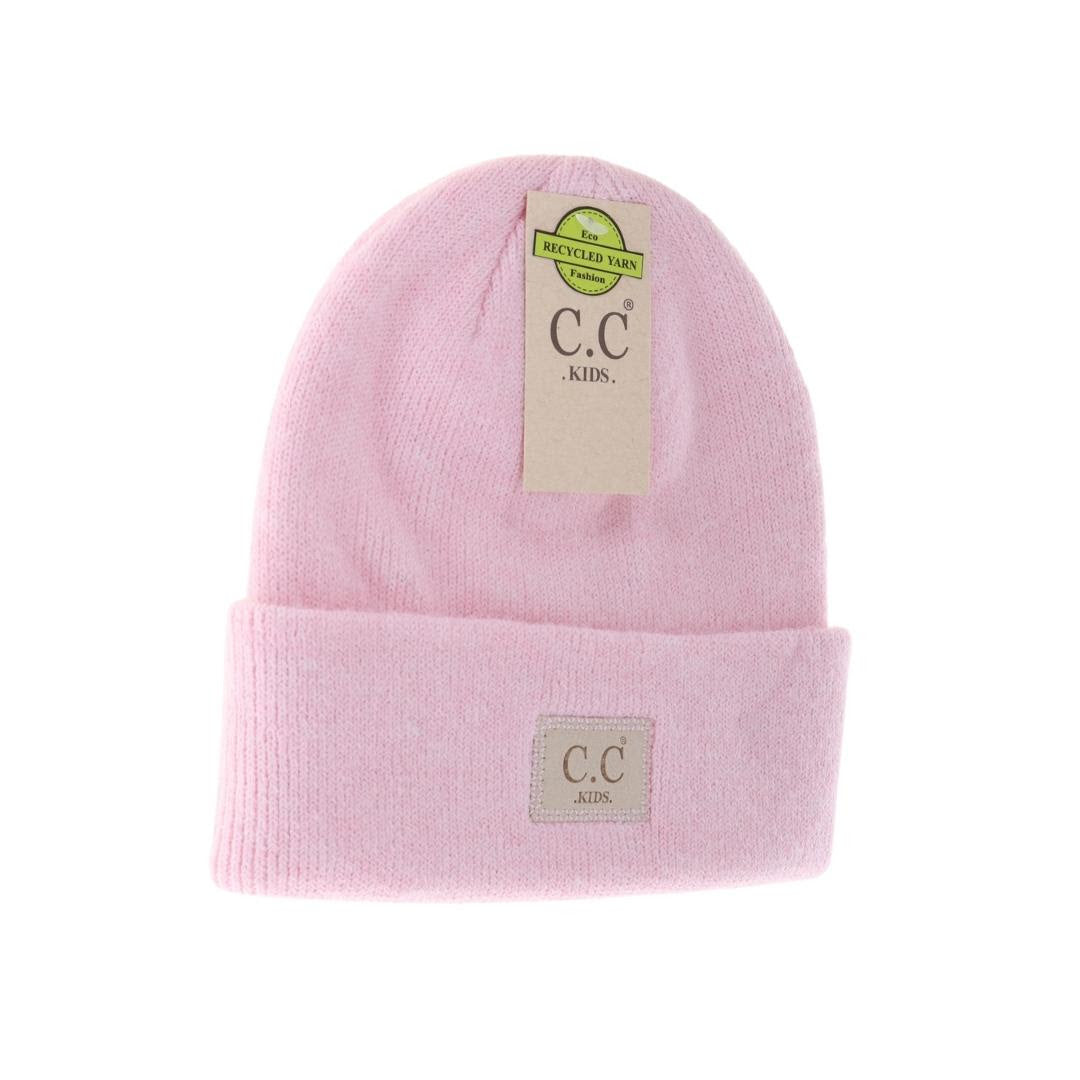 Kids Soft Ribbed Leather Patch CC Beanie