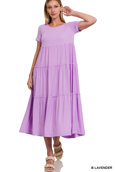 Short Sleeve Tiered Midi Dress {READY TO SHIP}