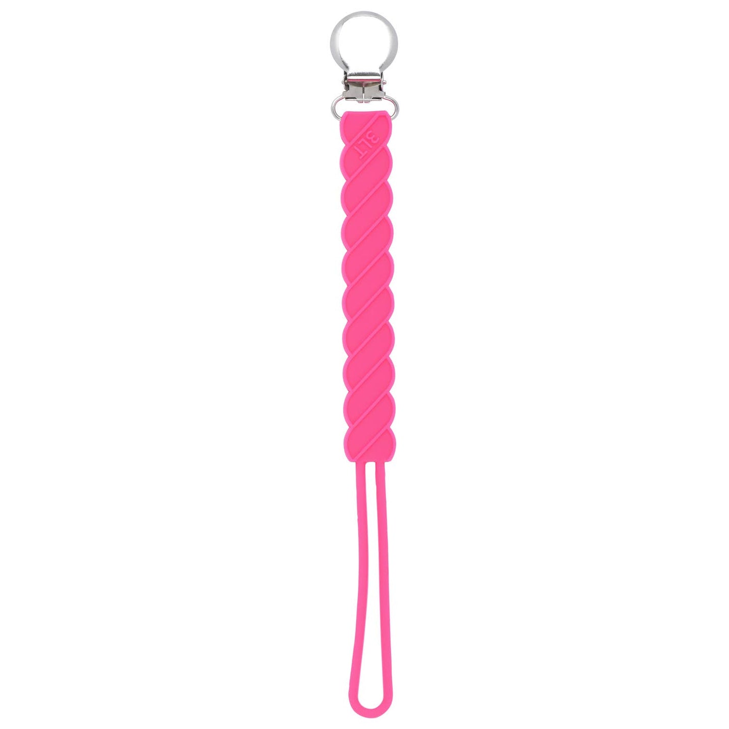 Twist Hot Pink All Silicone Modern Pacifier Clip