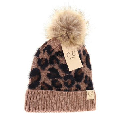 KIDS Leopard Pom CC Beanie