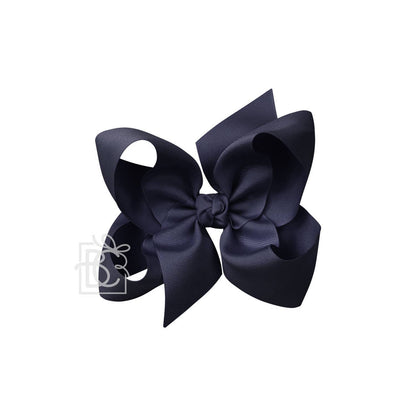 SIGNATURE GROSGRAIN BOW ON CLIP: DARK NAVY / 6.5" Jumbo - 2.25" Ribbon on Lg. Alligator Clip