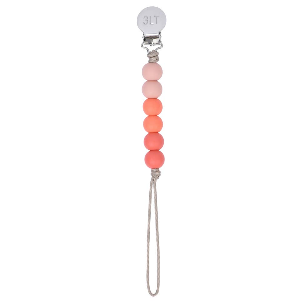 Beaded Pacifier Clip - Coral Ombre