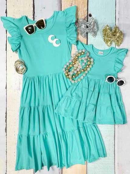 Mommy & Me Aqua Tiered Dress - Girls