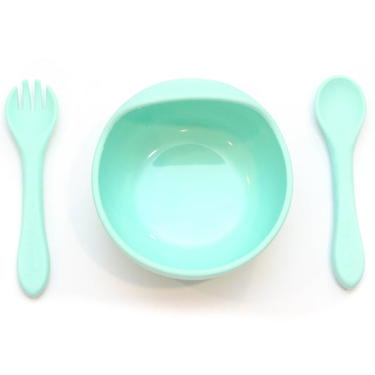 Silicone Bowl & Utensil Set - Mint