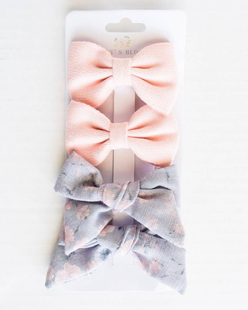 Junee Bea Bows Clip Pack - Baby Pink and Blue Floral