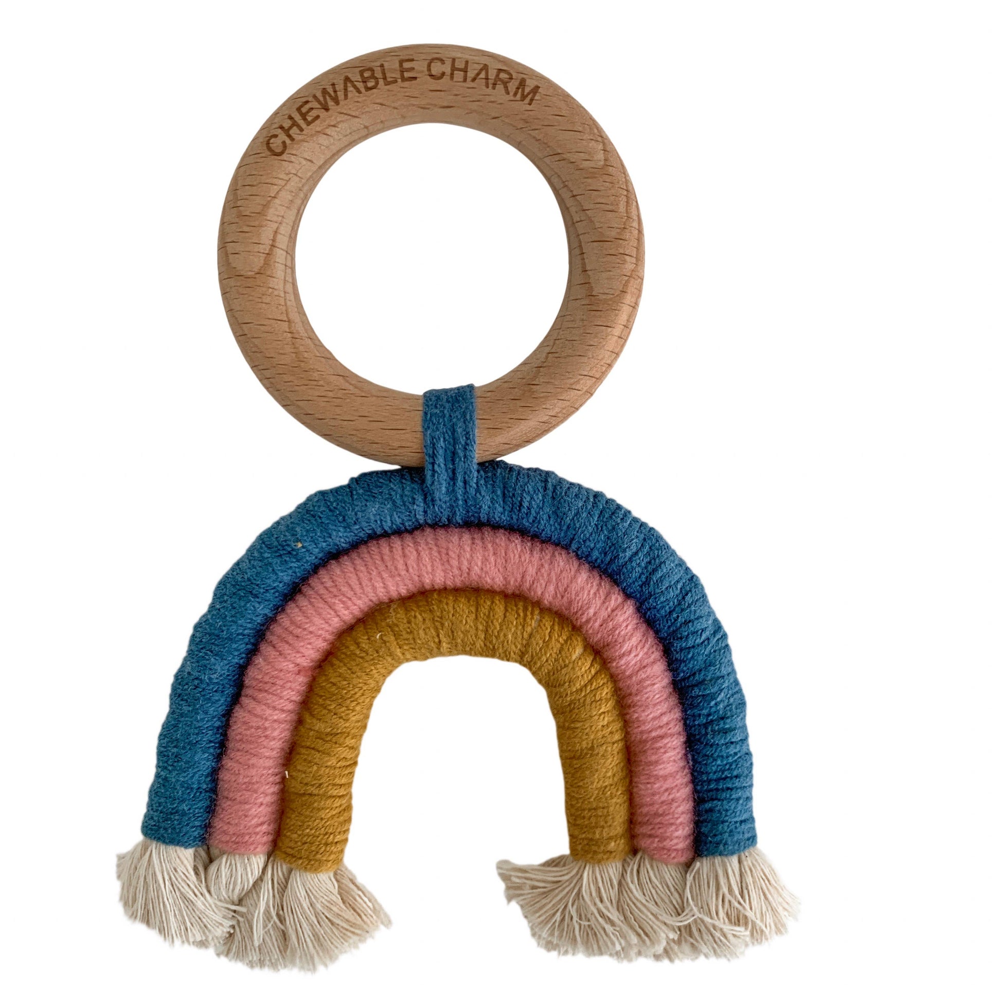 Rainbow Macrame Teether- Teal + Rose - Salt Threads