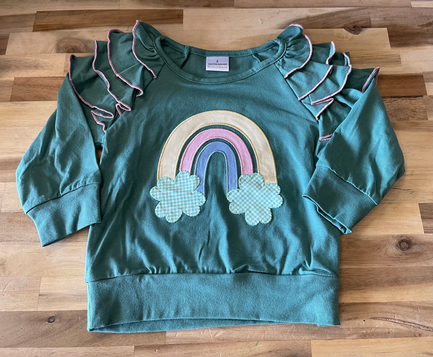 Ruffle Rainbow Green Sweatshirt
