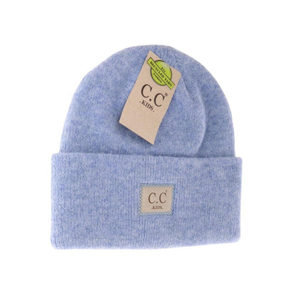 Kids Soft Ribbed Leather Patch CC Beanie
