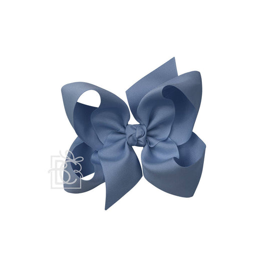 6.5” Jumbo Smoke Blue SIGNATURE GROSGRAIN BOW ON CLIP