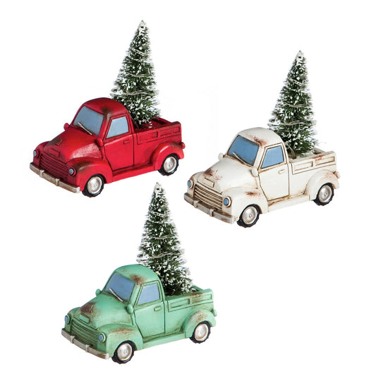 5"H Holiday Truck with Tree Light Up Ceramic Statuary
