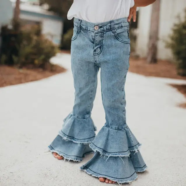 Denim Ruffle Pants {Ready to Ship}