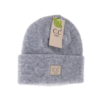 Kids Soft Ribbed Leather Patch CC Beanie