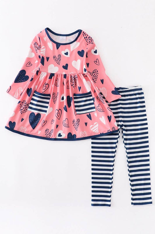 Pink heart pants set