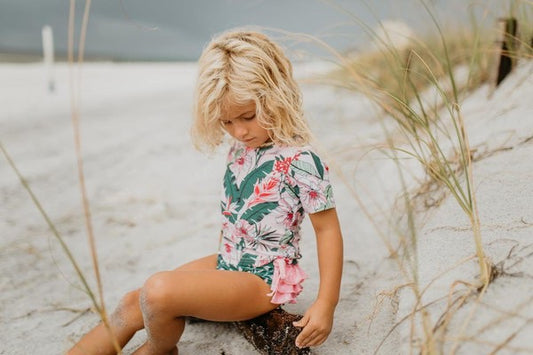 Pink & Green Tropical Rash Guard Set - Salt Threads
