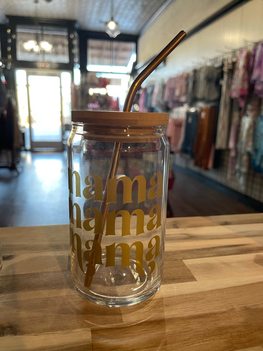 Mama Beer Can Style Glass - GOLD