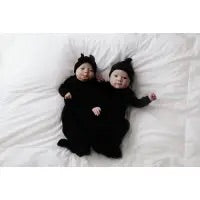 Black Ribbed Knotted Baby Gown