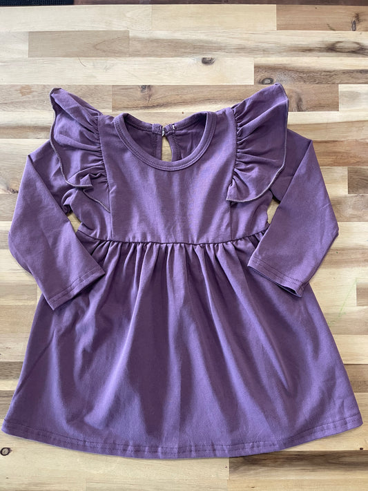 Plum Cute Solid Flutter Tunic Dress