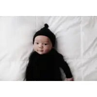 Black Ribbed Knotted Baby Gown